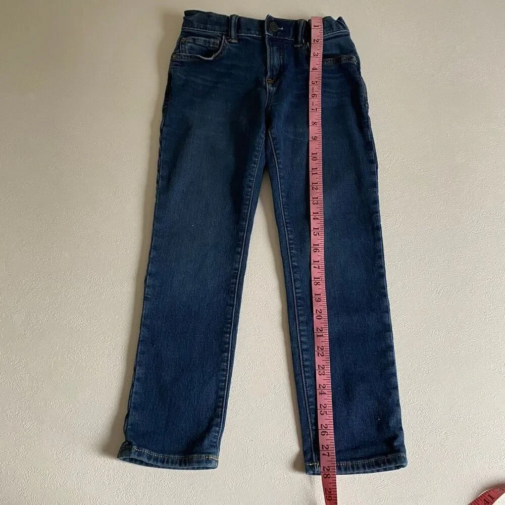 Boys Dark Wash Slim Jeans Size 5–6 Adjustable Waist Soft Denim